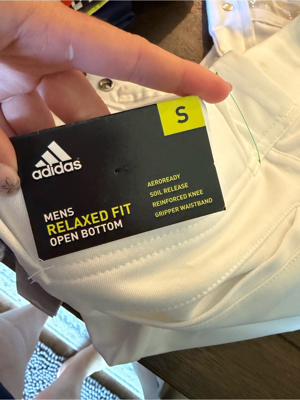 adidas baseball White Men's Relaxed-Fit Open Bottom Pants